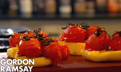 Gordon Ramsay's Grilled Polenta with Tomatoes and Goat's Curd